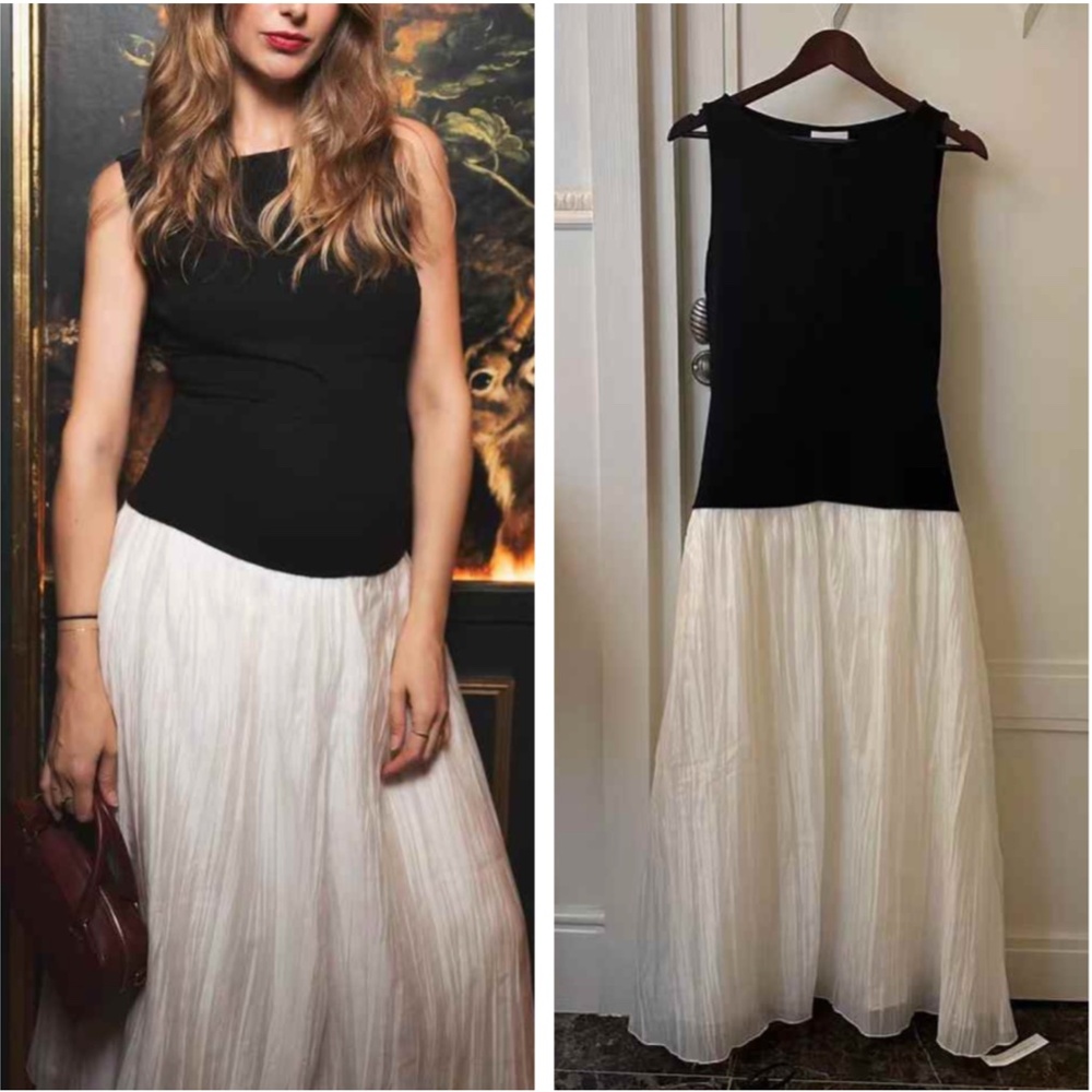 BEST Reformation Cyra Midi Dress - Black/White Two Tone French Clean Beauty